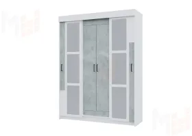 Шкаф-купе VICTOR с зеркалом (бетон/белый)