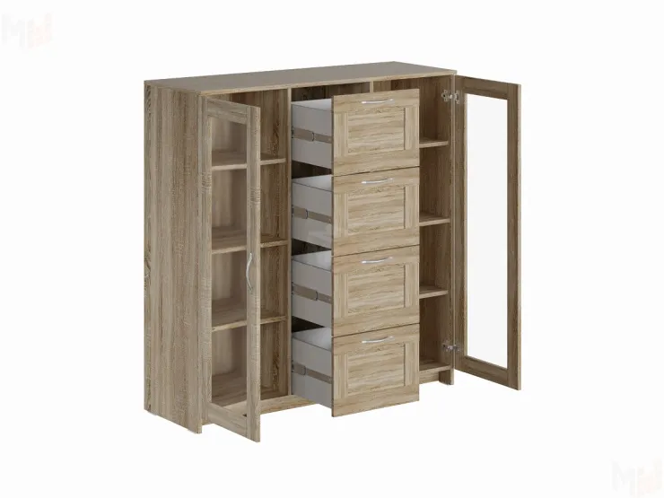 Тумба Сириус 2 двери и 4 ящика 117*123 Сонома