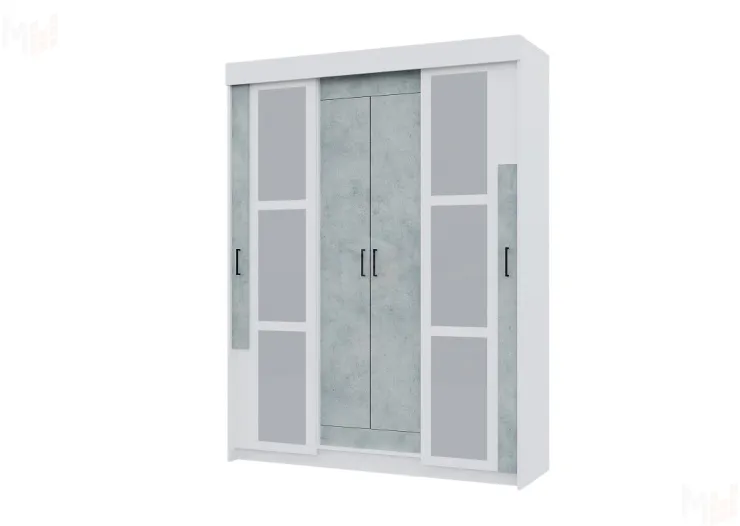 Шкаф-купе VICTOR с зеркалом (бетон/белый)