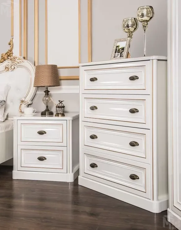 Комод Натали 4 ящ. узкий белый глянец