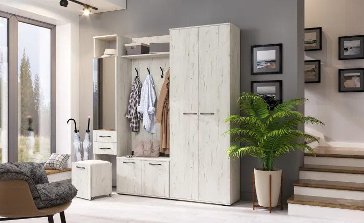 Прихожая ИТАЛИЯ Композиция №1 Дуб Крафт белый