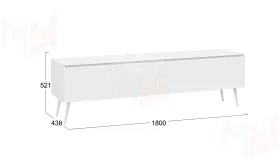Тумба ТВ Глосс  с опорами - СМ-319.03.011 Белый глянец, Стекло Белый глянец