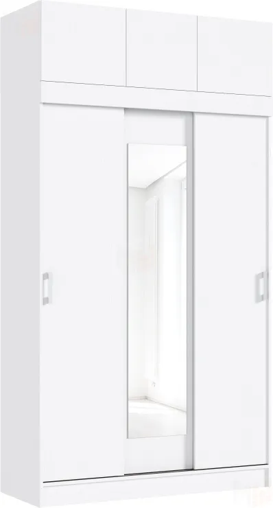 Шкаф-купе с антресолью Роджина/Бася (белый/белый)