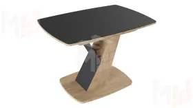 Стол обеденный Гарда Тип 1 Дуб Крафт золотой, Стекло матовое черный графит