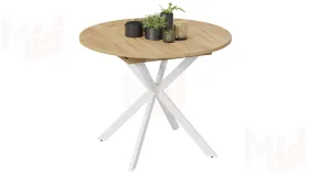 Стол обеденный раздвижной Мэдисон Тип 1 Белый муар, Дуб Крафт золотой