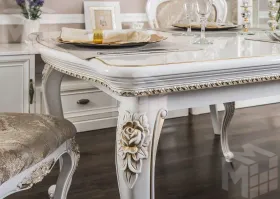 Столовая Натали белый глянец (прямоугольный стол)
