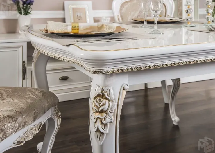 Столовая Натали белый глянец (прямоугольный стол)