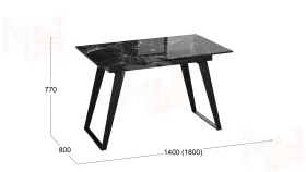 Стол обеденный Техно Черный муар, Стекло глянцевое черный мрамор