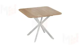 Стол обеденный раздвижной Лиссабон Тип 1 Белый муар, Дуб Крафт золотой