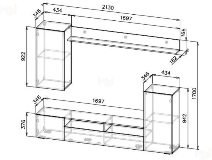 Гостиная МГС 4 Белый/Белый глянец