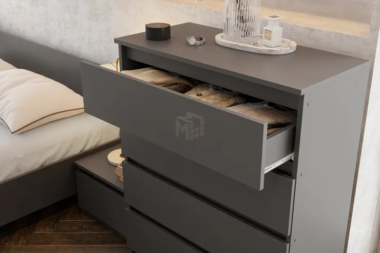 Комод 4 ящика Денвер Графит серый