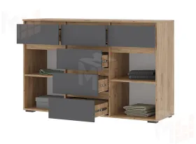 Комод Хелен КМ-05 6 ящиков  (крафт золотой/серый графит)