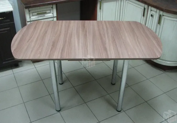 Стол Евро поворотно-раскладной с ящиком 780*590 (ясень шимо тёмный), ножки хром