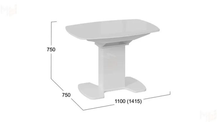 Стол обеденный Портофино - СМ(ТД)-105.01.11(1) Белый глянец, Стекло белое
