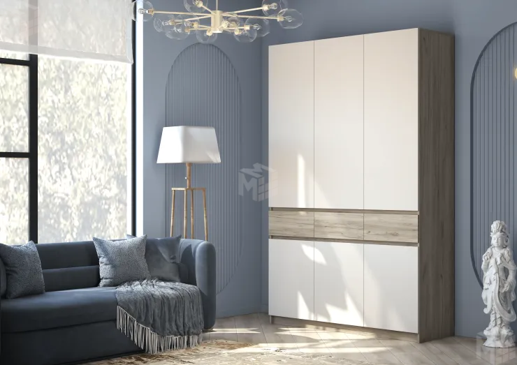 Шкаф Бостон ШК-002 (дуб крафт серый/кашемир)