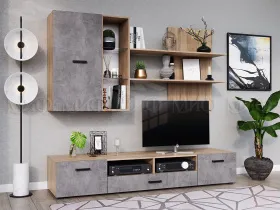 Гостиная Ненси New ЛДСП, комплект 5 (бетон)