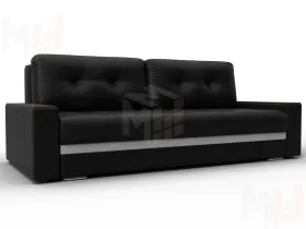 Диван прямой с декором Лига-096 НПБ ( Черный\Белый )