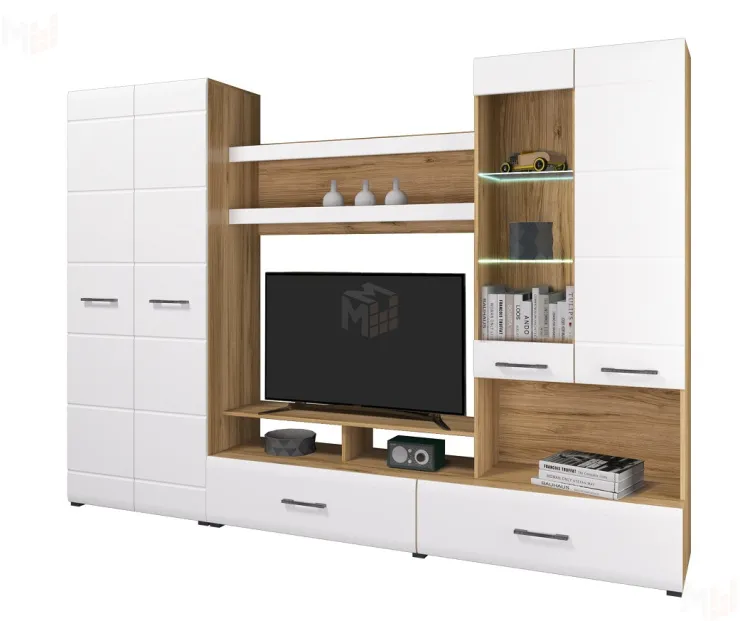 Гостиная Ненси-1 (дуб золотой/белый глянец)