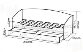 Кровать со спинкой Пираты ПР-01