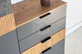 Стенка в гостиную Бери дуб крафт золотой/графит