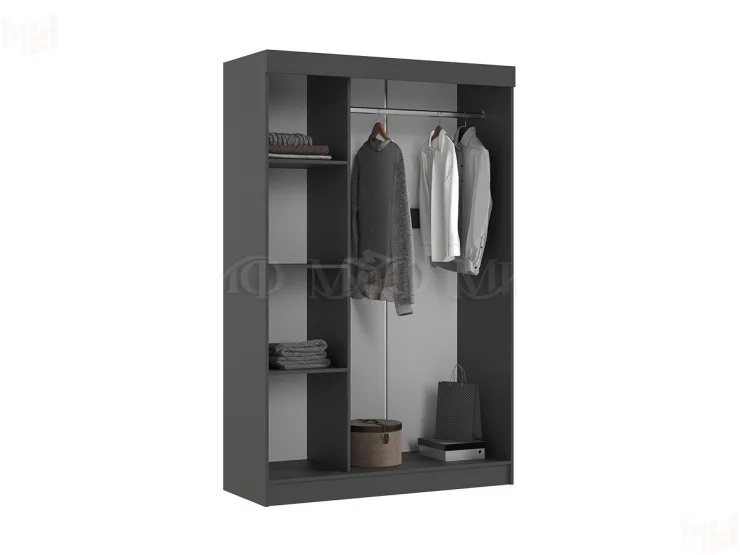 Шкаф-купе с антресолью Роджина/Бася (крафт белый/графит)