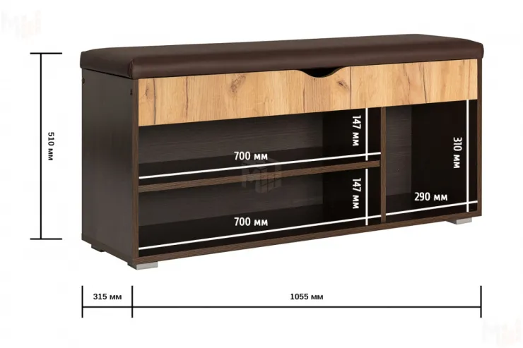 Тумба для обуви Лайт 08.58 (венге/дуб золотой крафт)