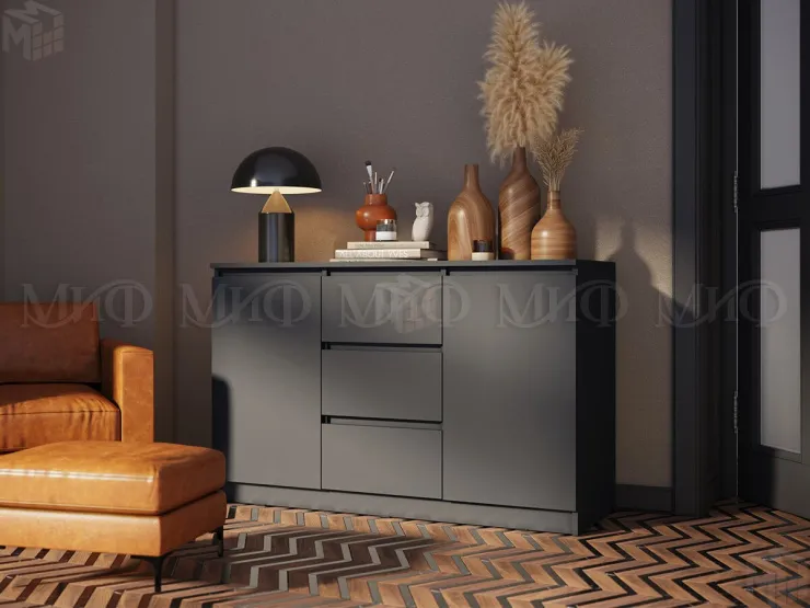 Комод Челси 2 двери 3 ящика (графит)