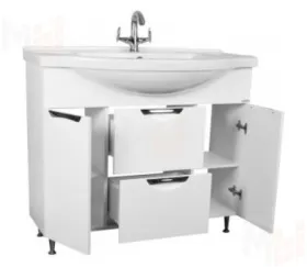 Тумба под умывальник "Эльбрус 100" Грация с двумя ящиками В2 Домино