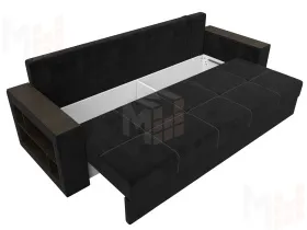 Диван прямой Дубай Лайт полки слева ( Черный )