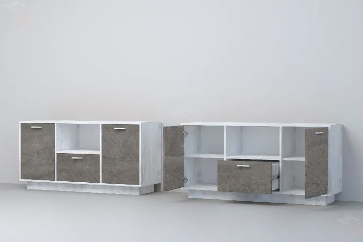 Тумба Т-2 ПД Эго  Бетон Светлый/Камень Темный