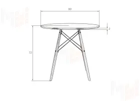 Стол обеденный DOBRIN CHELSEA`80 (ножки светлый бук, столешница светло-серый (GR-01))