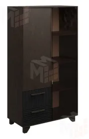 Стеллаж Копенгаген со стеклом (венге/черный матовый)