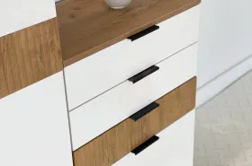 Стенка в гостиную Бери дуб крафт золотой/белое дерево