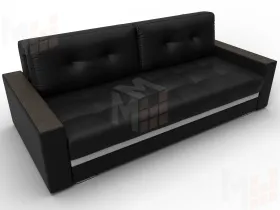 Диван прямой с декором Лига-096 НПБ ( Черный;Белый )