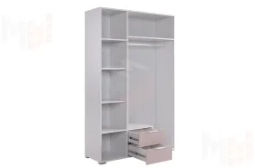 Шкаф трехдверный Зефир  109.02 белое дерево/пудра розовая (эмаль)