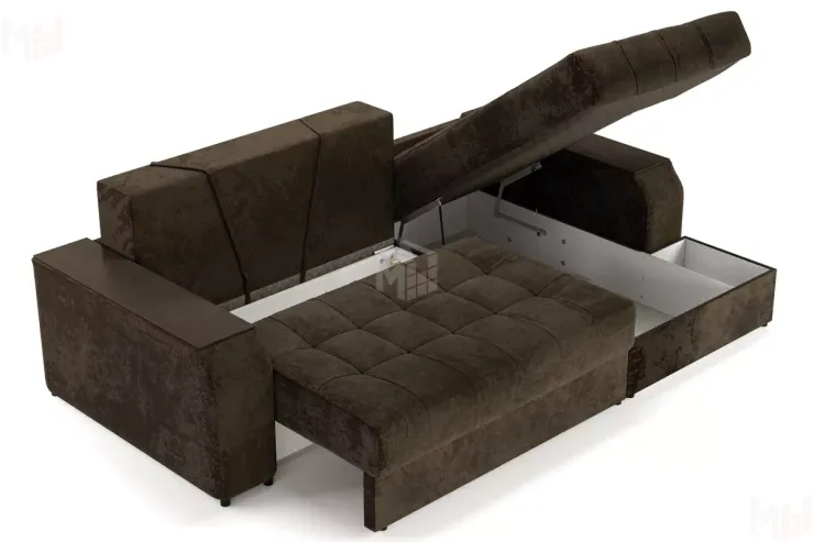 Угловой диван-кровать Лас-Вегас Коричневый правый 