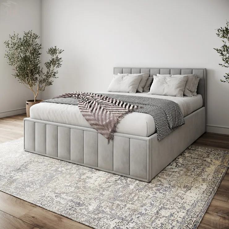 Мягкая кровать Лана 1,8 с подъемным механизмом (серый велюр)