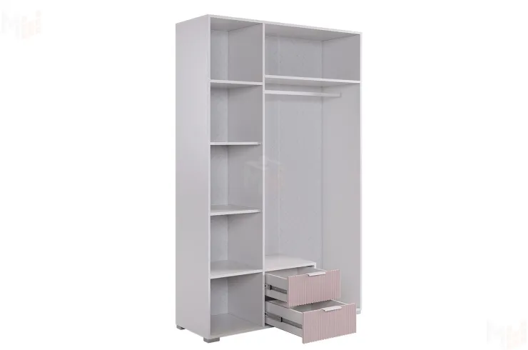 Шкаф трехдверный Зефир  109.02 белое дерево/пудра розовая (эмаль)