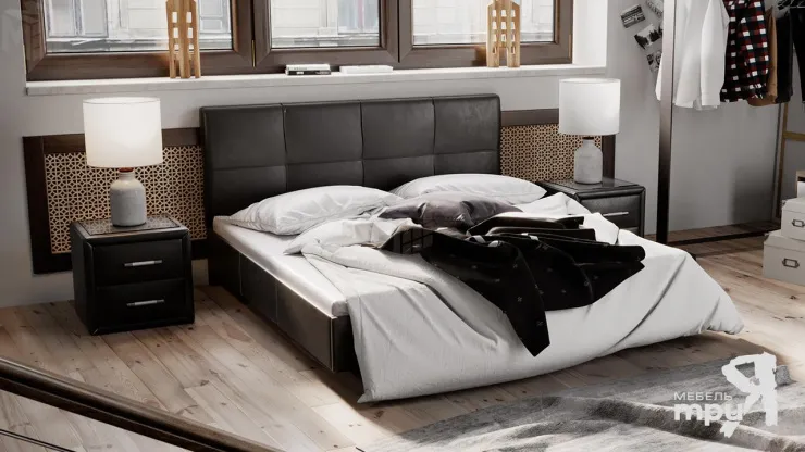 Кровать c мягкой обивкой тип 1 «Элис» (Темная)