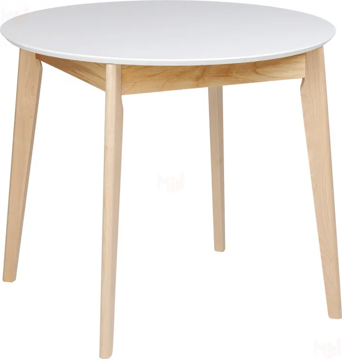 Обеденная группа стол раздвижной Норден D90 Белый/Натуральный и 2 стула Мэти Натуральный/Серый велюр