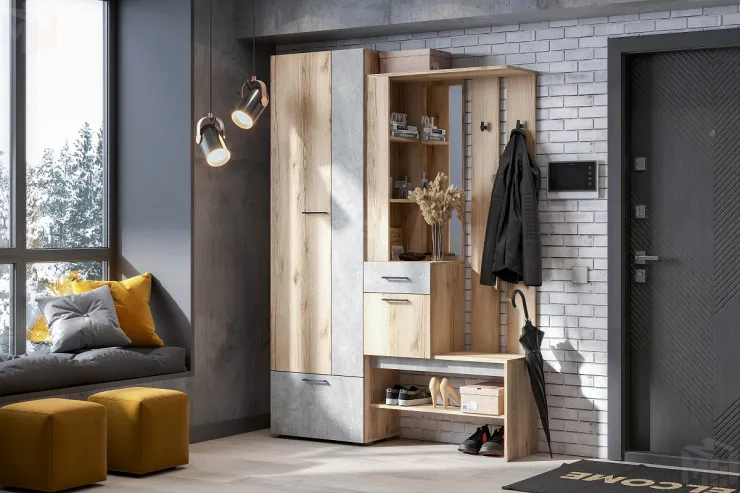 Прихожая Фаворит 1 Дуб Делано/Цемент Светлый