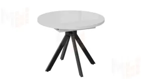 Стол обеденный раздвижной Стокгольм Тип 1  Черный муар, Стекло глянцевое белое