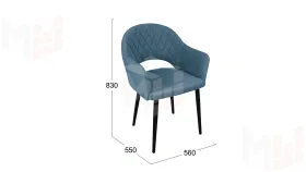 Стул София Т6 Черный муар, Велюр D007 пыльно-голубой