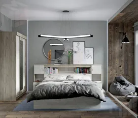 Спальный гарнитур Басса дуб крафт серый - белый комплект 1