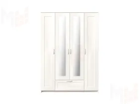 Шкаф Сириус 4 двери 1 ящик (2 зеркала) высокий, белый