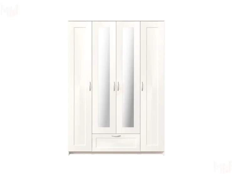 Шкаф Сириус 4 двери 1 ящик (2 зеркала) высокий, белый