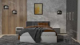 Кровать Копенгаген 1,6 (с настилом) (белый/серый графит)