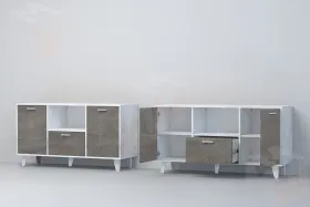 Тумба Т-2 на ножках Эго Бетон Светлый/Камень Темный