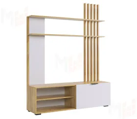 Стенка в гостиную Бери дуб крафт золотой/белое дерево