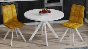 Стол обеденный раздвижной Стокгольм Тип 1  Белый муар, Стекло глянцевое белое